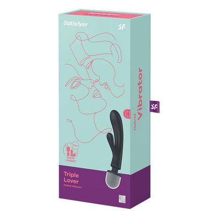 Satisfyer - Triple Lover - 2-in-1 Wand en Rabbit Vibrator - Zwart-Erotiekvoordeel.nl