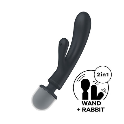 Satisfyer - Triple Lover - 2-in-1 Wand en Rabbit Vibrator - Zwart-Erotiekvoordeel.nl