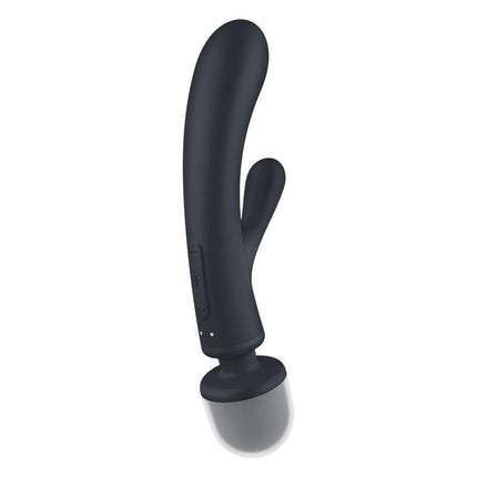 Satisfyer - Triple Lover - 2-in-1 Wand en Rabbit Vibrator - Zwart-Erotiekvoordeel.nl