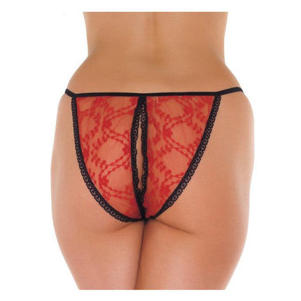 Amorable - Sexy Tanga Slipje Met Open Kruis - Rood/Zwart-Erotiekvoordeel.nl