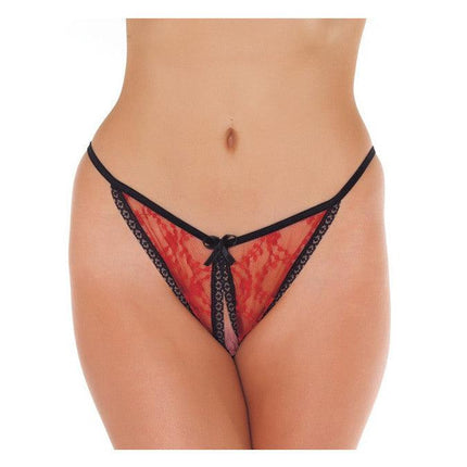 Amorable - Sexy Tanga Slipje Met Open Kruis - Rood/Zwart-Erotiekvoordeel.nl