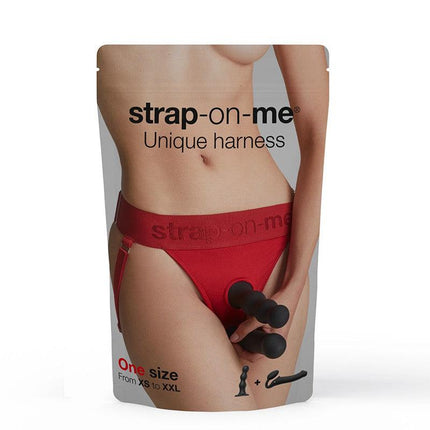 Strap-On-Me - Harness Unique - Strap-On Harnas - Voor dubbele penetratie - Rood-Erotiekvoordeel.nl