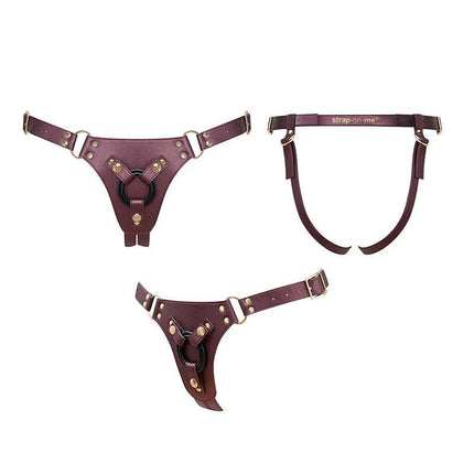 Strap-On-Me - Strap-on Harnas Generous - PU Leer - Aubergine Paars-Erotiekvoordeel.nl