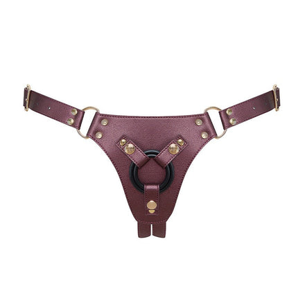 Strap-On-Me - Strap-on Harnas Generous - PU Leer - Aubergine Paars-Erotiekvoordeel.nl
