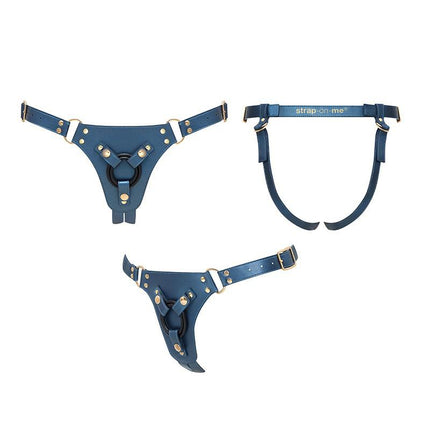 Strap-On-Me - Strap-on Harnas Generous - PU Leer - Petrol Blauw-Erotiekvoordeel.nl