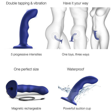 Strap-On-Me - Wave - Tapping Dildo - Met Tapping Functie - Blauw-Erotiekvoordeel.nl