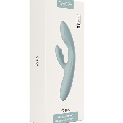 Svakom - Chika - Verwarmende Rabbit Vibrator - Tarzan Vibrator - Met App Control - Lichtgrijs-Erotiekvoordeel.nl