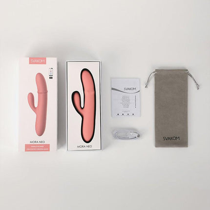 Svakom - Mora Neo - Interactieve Rabbit Vibrator met stotende kralen-ring - App Control - Roze-Erotiekvoordeel.nl