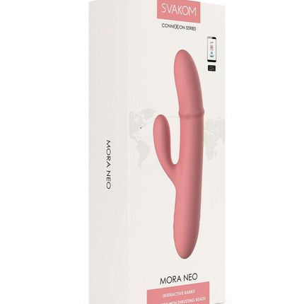 Svakom - Mora Neo - Interactieve Rabbit Vibrator met stotende kralen-ring - App Control - Roze-Erotiekvoordeel.nl