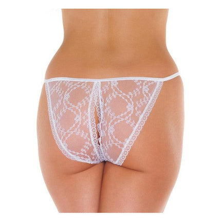 Amorable - Tanga Slip Kant Met Open Kruis - Wit-Erotiekvoordeel.nl