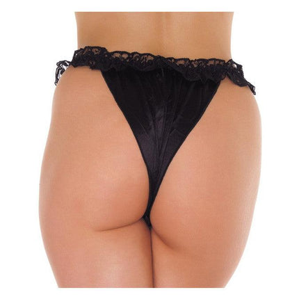 Amorable - Tanga Slipje Met Open Kruis En ruches - Zwart-Erotiekvoordeel.nl