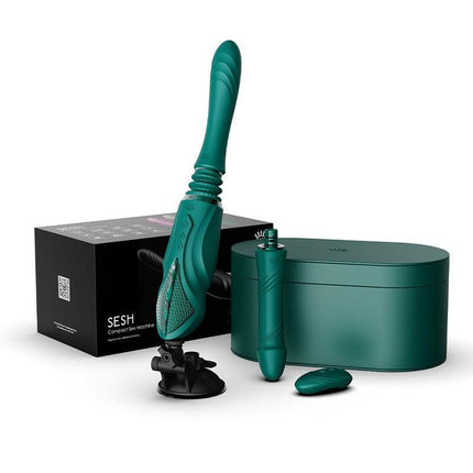Zalo - Sesh - Verwarmende Stotende Vibrator met Afstandsbediening - Smaragd Groen-Erotiekvoordeel.nl