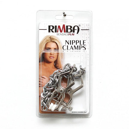 Rimba Bondage Play - Industrielle Nippelklemmen mit Stellschraube und Kette