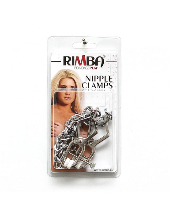 Rimba Bondage Play - Industrial Nipple Clamps with Adjustment Screw and Chain