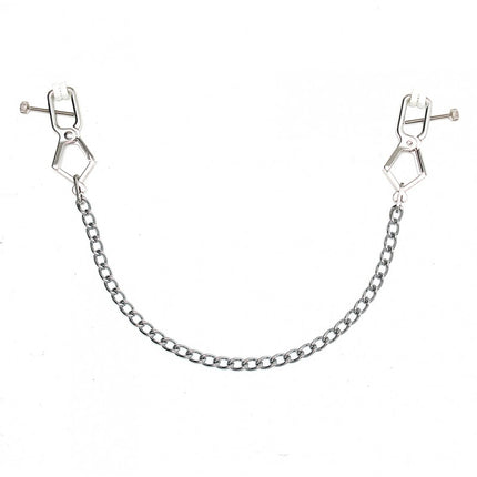 Rimba Bondage Play - Industrielle Nippelklemmen mit Stellschraube und Kette