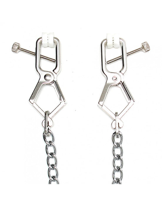 Rimba Bondage Play - Industrial Nipple Clamps with Adjustment Screw and Chain