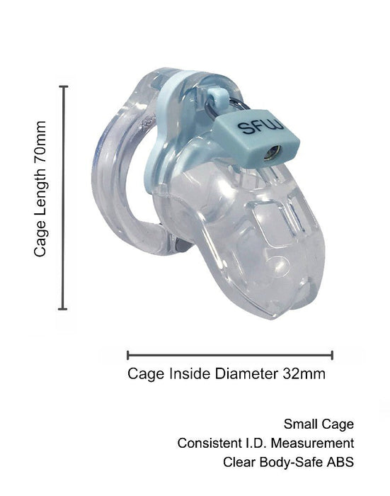 World Cage Chastity cage BALI (size S) with anti-retraction shield - clear