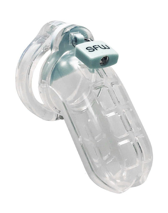 World Cage Chastity cage BANG KOK (size L) with anti-retreat shield - clear