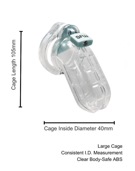 World Cage Chastity cage BANG KOK (size L) with anti-retreat shield - clear