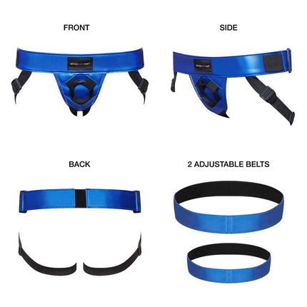 Strap-On-Me - Strapon Harnas PVC Leatherette Curious - metallic blauw