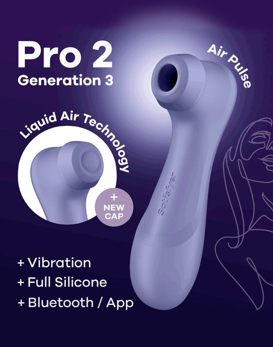 Satisfyer - Vibromasseur à pression d'air Pro 2 Generation 3 avec contrôle par application - Lilas