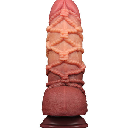 LoveToy - Consolador Extremo XXL con Motivo de Cuerda - Longitud 24,5 cm - Marrón/Color Piel Claro
