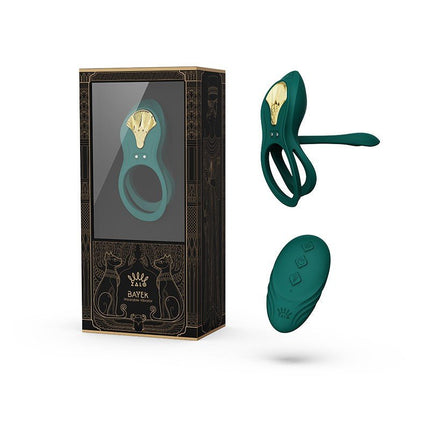 ZALO Vibrerende Cockring & koppelvibrator BAYEK met afstandsbediening - smaragdgroen