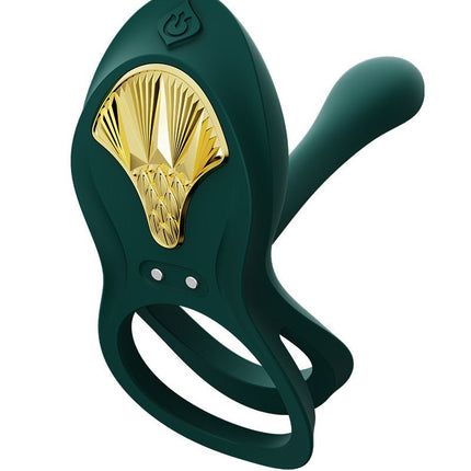 ZALO Vibrerende Cockring & koppelvibrator BAYEK met afstandsbediening - smaragdgroen
