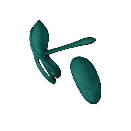 ZALO Vibrerende Cockring & koppelvibrator BAYEK met afstandsbediening - smaragdgroen