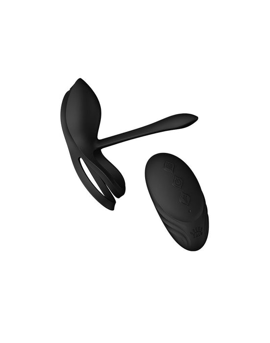 ZALO Vibrating Cockring & Coupling Vibrator BAYEK with Remote Control - obsidian black