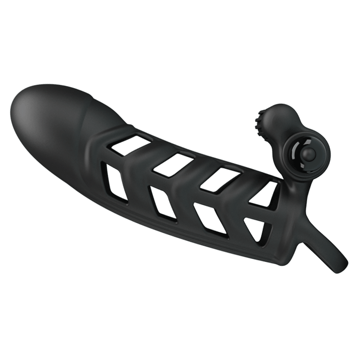 Pretty Love Penis sleeve met clitoris stimulator nr. 2 - zwart - Erotiekvoordeel.nl