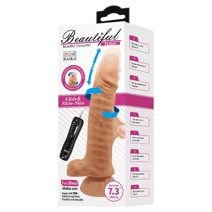 Pretty Love Rotierender und stoßender Dildo EASTON - mittlere Hautfarbe