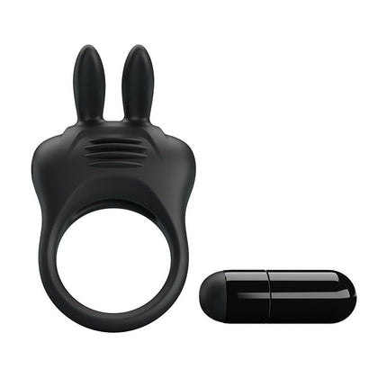Pretty Love Cockring vibrant DAVION avec stimulateur de clitoris - noir