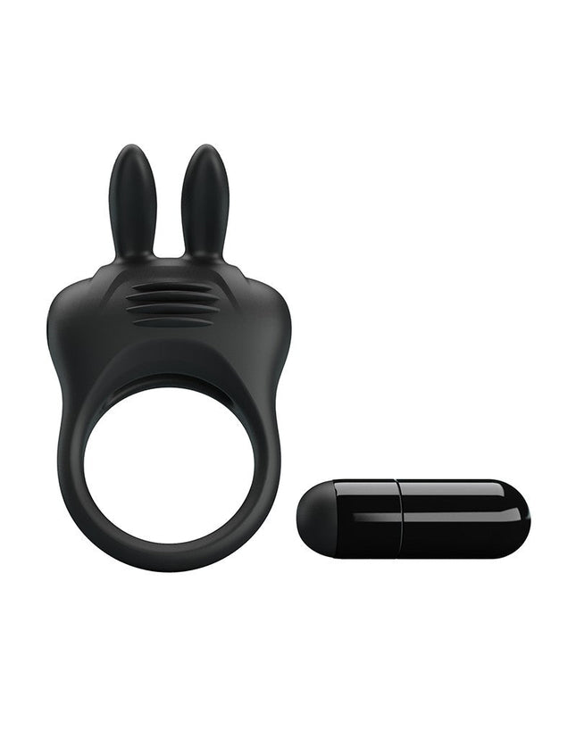 Pretty Love Cockring vibrant DAVION avec stimulateur de clitoris - noir