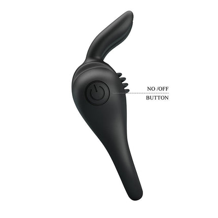 Pretty Love Cockring vibrant DAVION avec stimulateur de clitoris - noir
