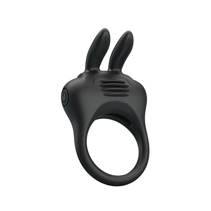 Pretty Love Cockring vibrant DAVION avec stimulateur de clitoris - noir