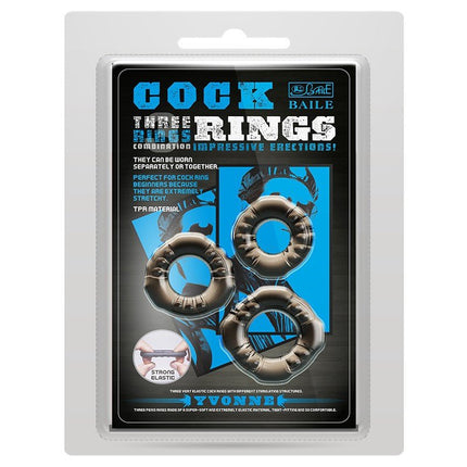 Pretty Love Juego de 3 Cockring YVONNE - negro