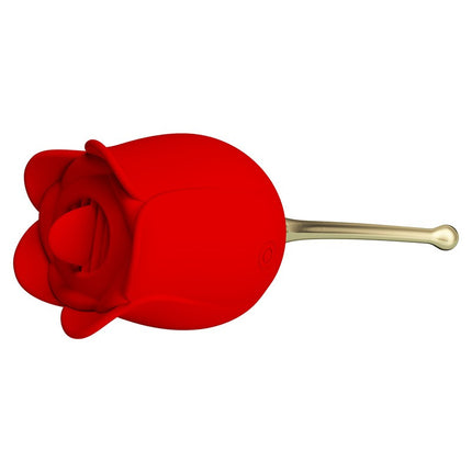 Pretty Love Clitoris vibrator with lick stimulator ROSE LOVER - red/gold