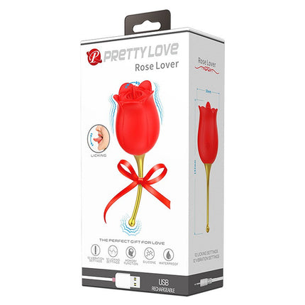 Pretty Love Clitoris vibrator with lick stimulator ROSE LOVER - red/gold