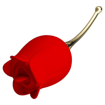 Pretty Love Clitoris vibrator with lick stimulator ROSE LOVER - red/gold