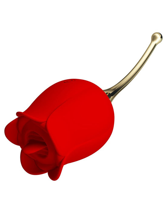 Pretty Love Clitoris vibrator with lick stimulator ROSE LOVER - red/gold