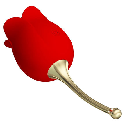 Pretty Love Clitoris vibrator with lick stimulator ROSE LOVER - red/gold