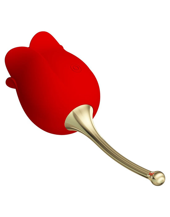 Vibromasseur Pretty Love Clitoris avec stimulateur de léchage ROSE LOVER - rouge/or