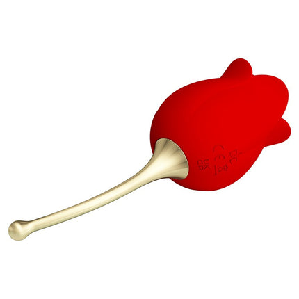 Pretty Love Clitoris vibrator with lick stimulator ROSE LOVER - red/gold