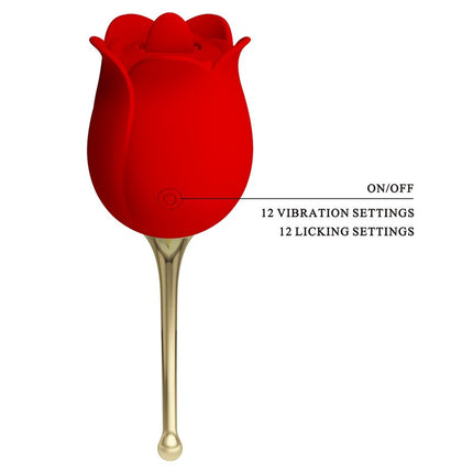 Pretty Love Clitoris vibrator with lick stimulator ROSE LOVER - red/gold