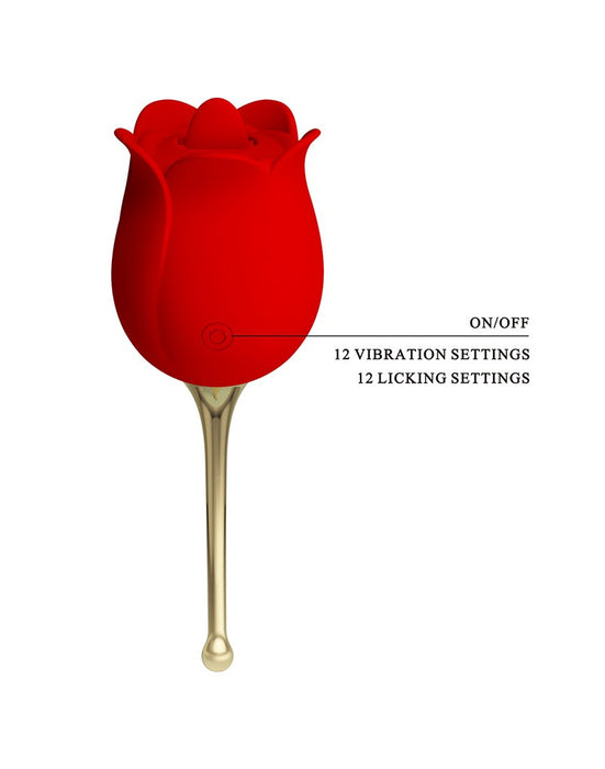 Pretty Love Clitoris vibrator with lick stimulator ROSE LOVER - red/gold