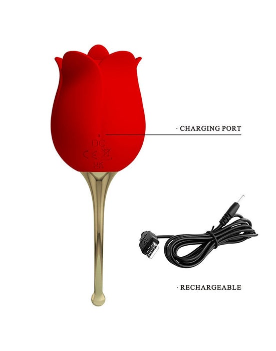 Vibromasseur Pretty Love Clitoris avec stimulateur de léchage ROSE LOVER - rouge/or