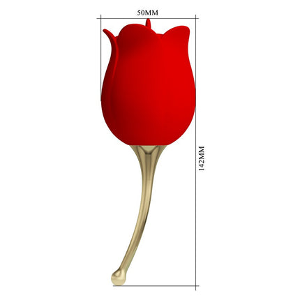 Pretty Love Clitoris vibrator with lick stimulator ROSE LOVER - red/gold