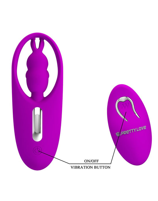 Stimulateur de clitoris/vibromasseur culotte avec télécommande WILD RABBIT de Pretty Love - rose
