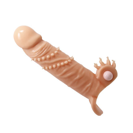 Pretty Love Vibrating Penis Sleeve with Clitoris Stimulator CONNOR - light skin color